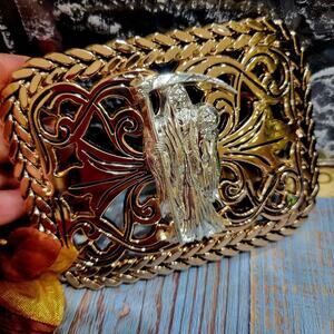 Santa Muerte belt Buckle Grim Reaper Buckle Rosetone Silver Heavy Zinc Alloy